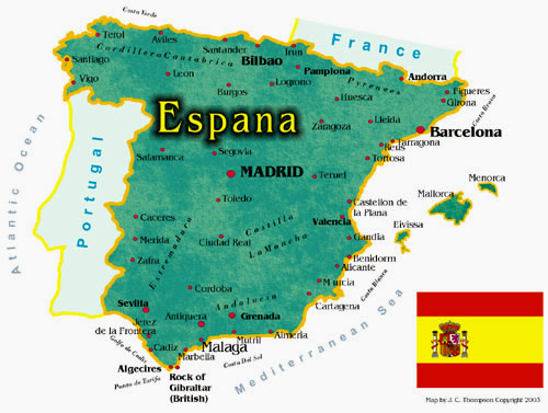 Map of Spain - Documents to travel
